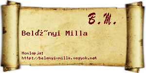 Belányi Milla névjegykártya